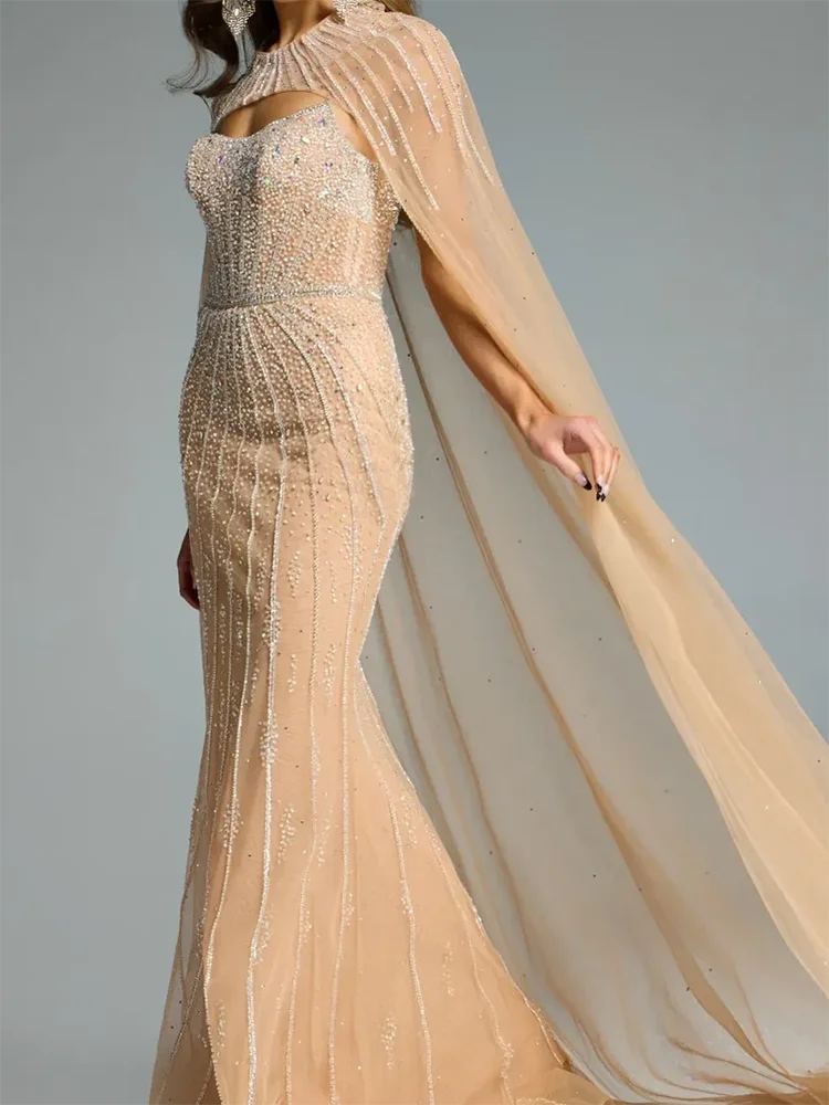 Elegante lantejoulas miçangas sem mangas sereia vestidos de noite formais festa de aniversário vestidos de baile personalizados