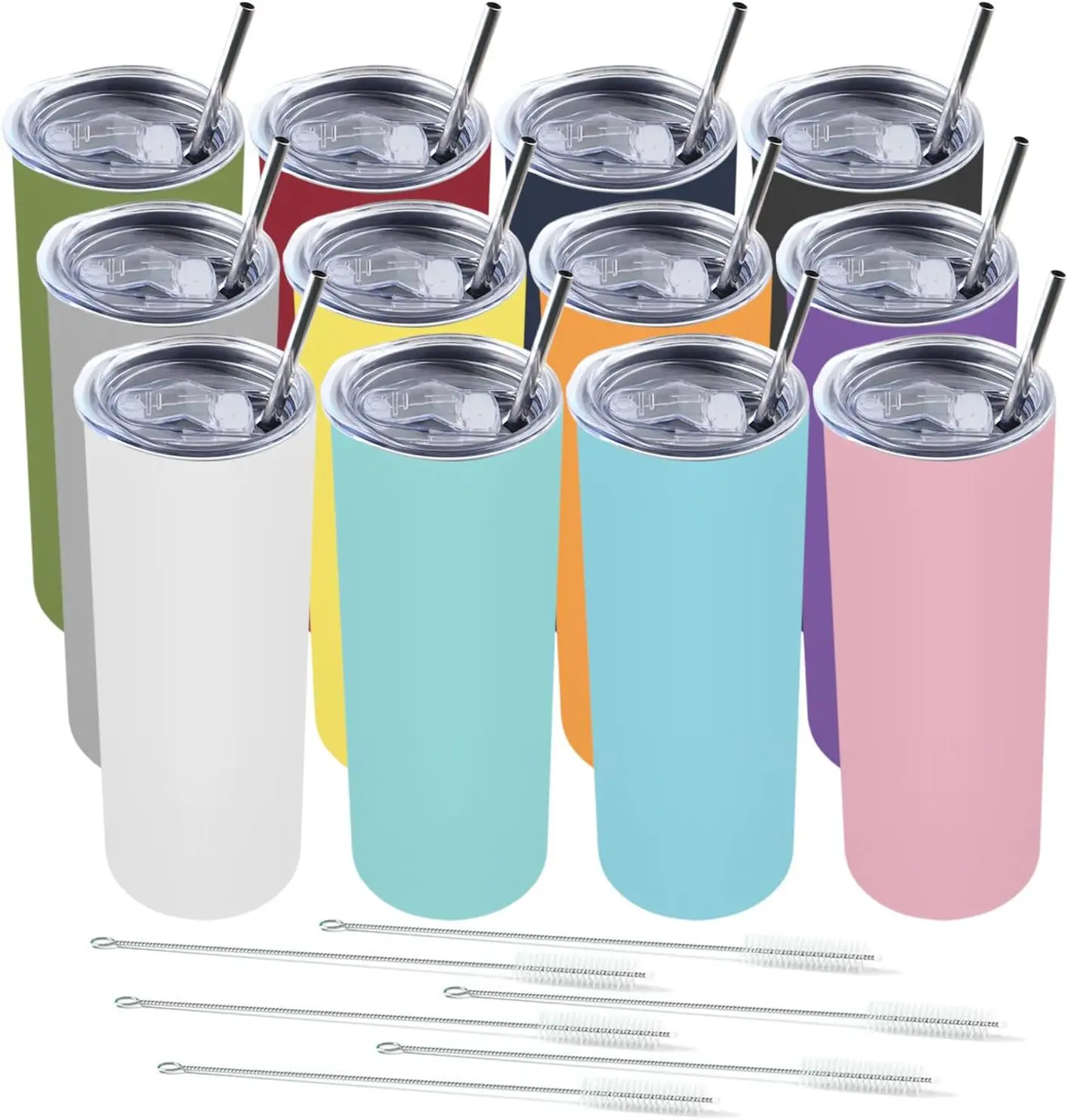 

12 упаковок, тонкий изолированный стакан емкостью 20 унций с крышкой и соломинкой, пылесос с двойными стенками для горячих и холодных напитков