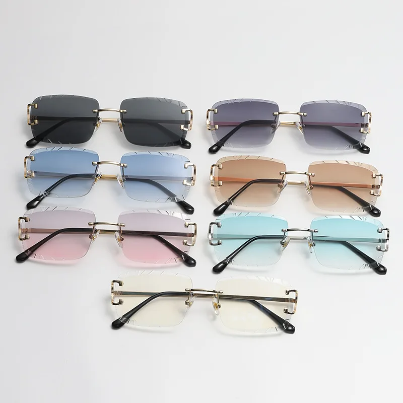 

Frameless cut edge square inverted sunglasses street photo trendy sunglasses