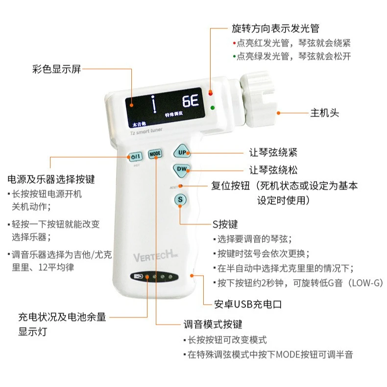 Hooqu Rechargeable Intelligence Tuners Automatic Guitar Tuning Tool Strings Tuner Peg String Winder Acoustic Electric Guitars Au