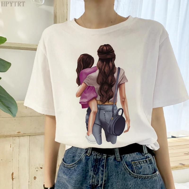 Super mom printed T-shirt Harajuku girls coffee pattern T shirt fashion casual  women's clothing hipster Tshirt Female tops