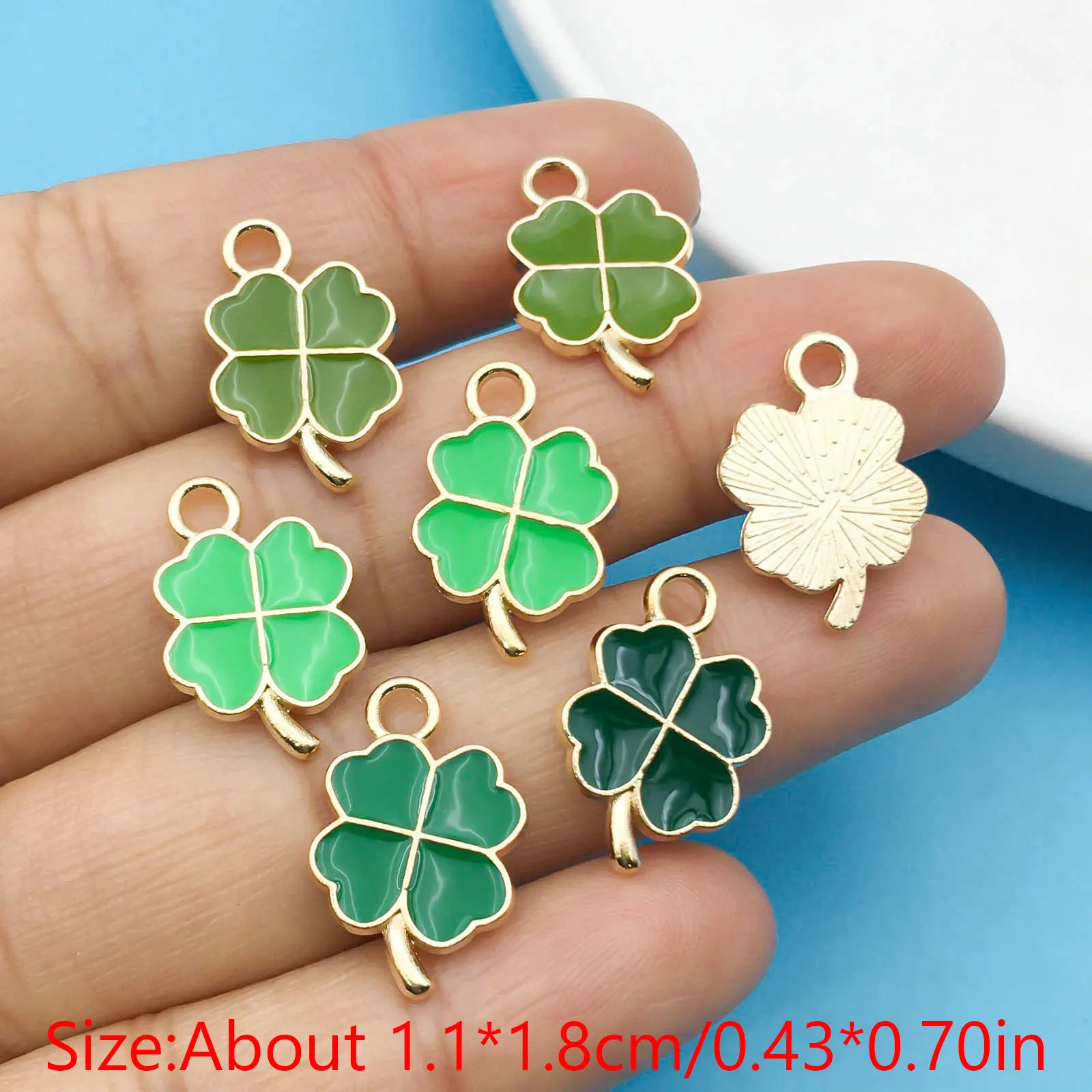 20/48Pcs Enamel Green Four-leaf Clover Charms Pendant For St. Patrick\'s Day DIY Necklace Bracelet Earrings Jewelry Making