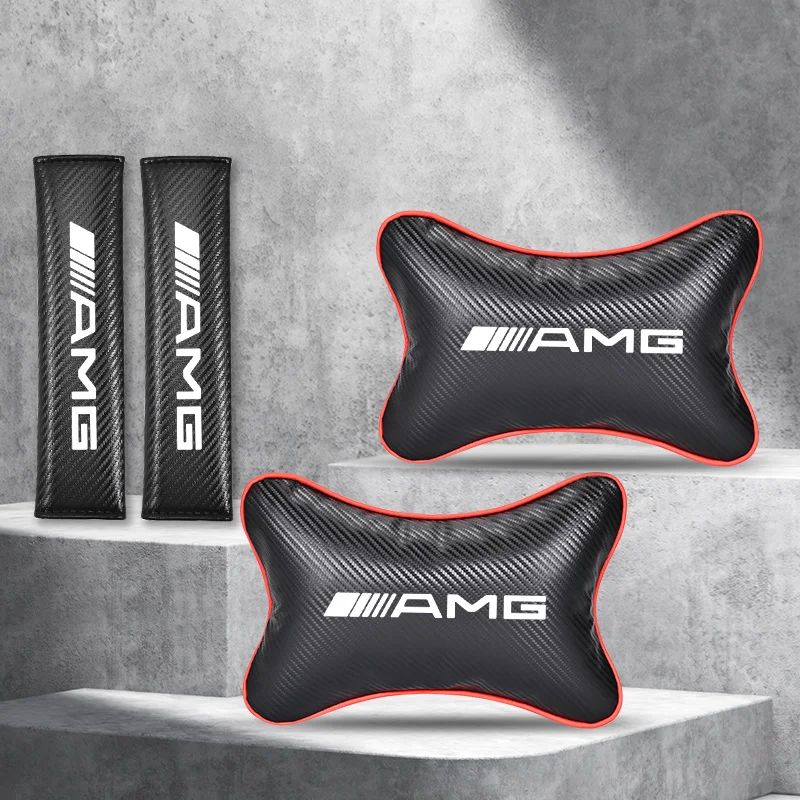 

Car Seat Belt Protect Shoulder Pads Safety Handle Cover Headrest Neck Pillow For Mercedes Benz AMG W204 W205 W212 W213 W221 W177