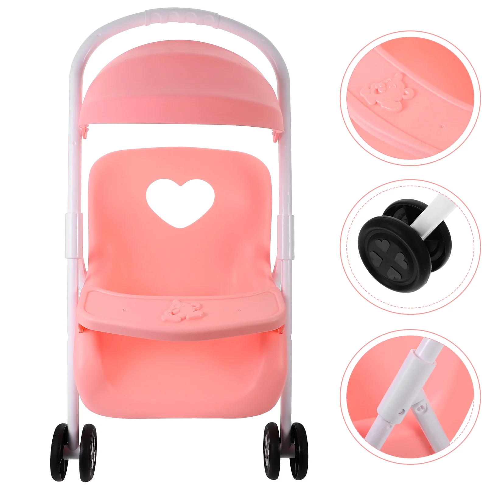 Strollers Play Game House Accessories Mini Pink Carriage Toy Movable Model Baby