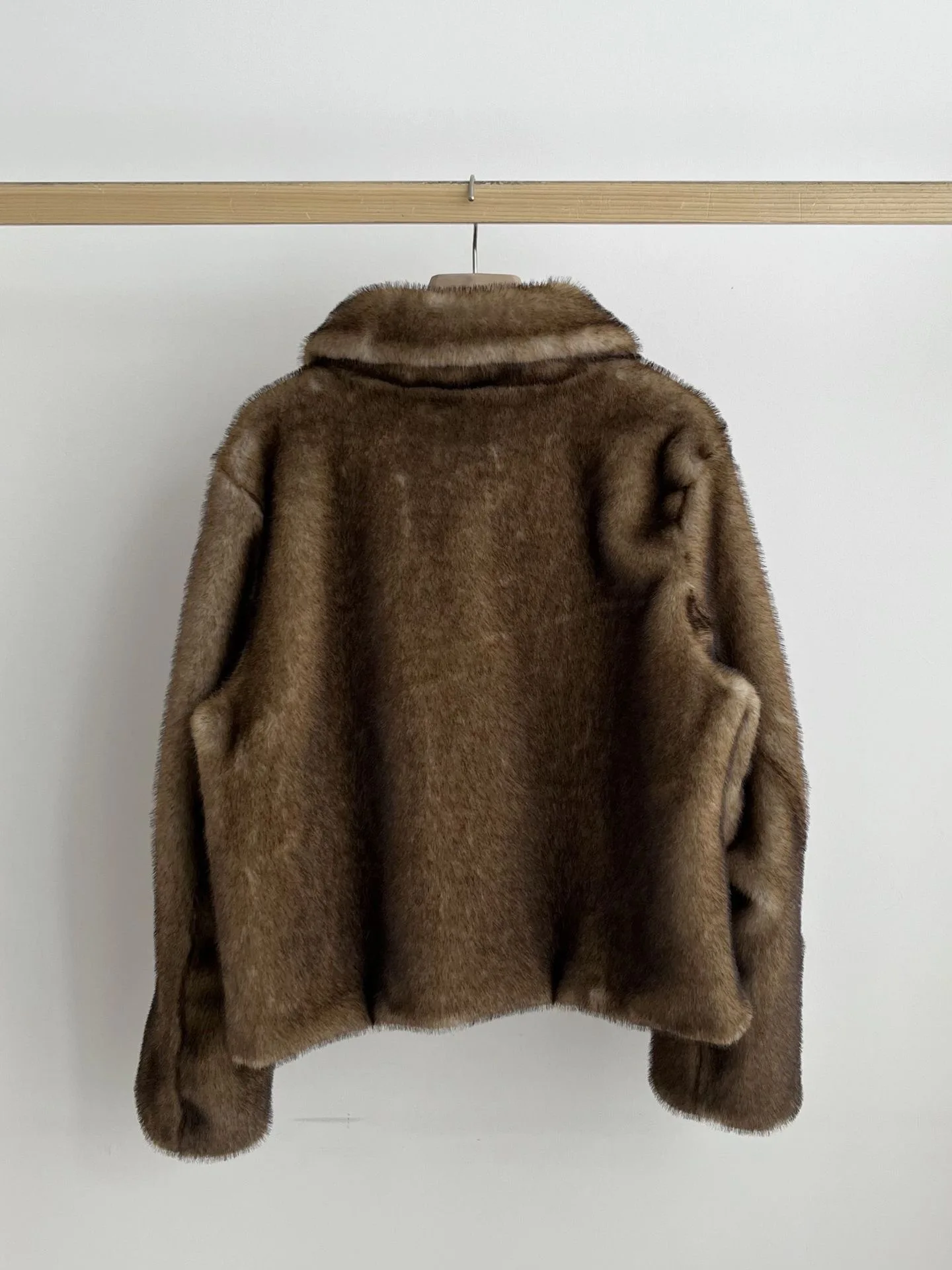 معطف كلاسيكي بأزرار من الفرو صديق للبيئة كلاسيكي Sle للنساء Jaet Commute Sle فضفاض مناسب طويل Sve لون نقي #3