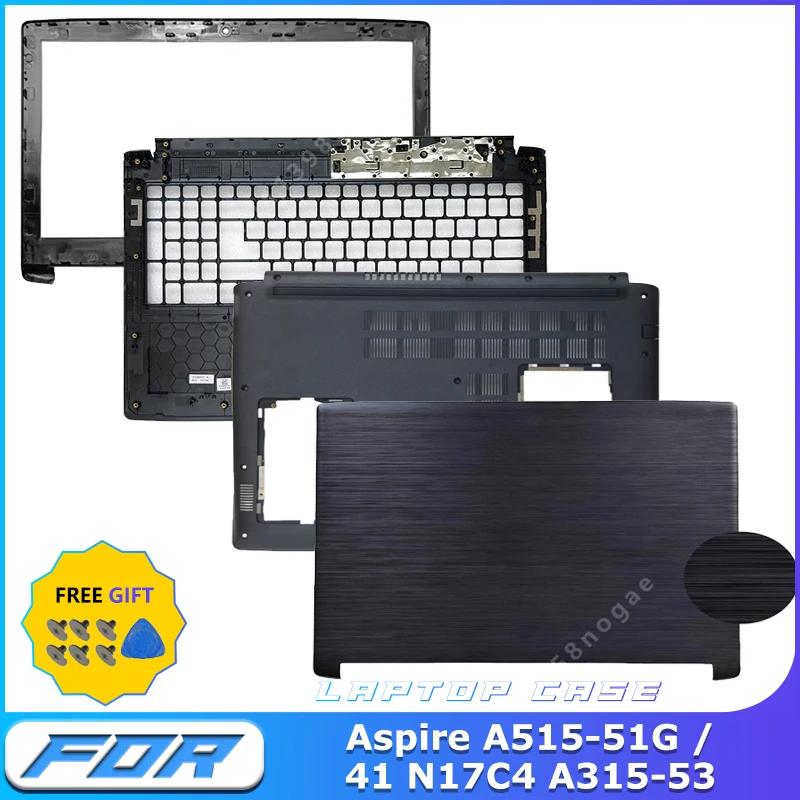 Coque arrière LCD pour ordinateur portable, couvercle des charnières, cadre LCD, boîtier supérieur et inférieur pour Aspire A515-51G / 41 N17C4 A315-53, pièce de rechange