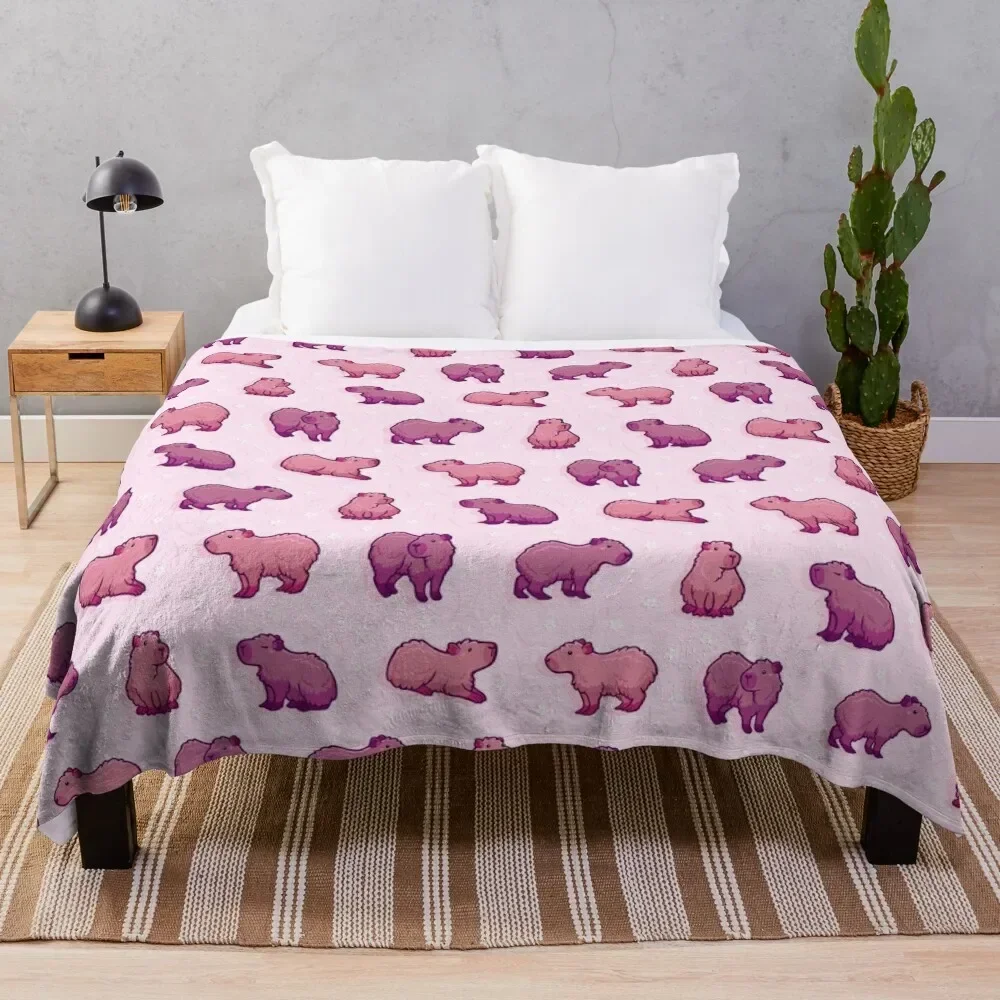 

Capybara 2 {pink} Throw Blanket Tourist Hairys Blankets