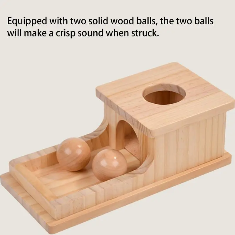 Montessori Object Permanence Box Wooden Ball Drop Box Educational Fun Toy For Babies 6-12 Months Develop Problem-Solving Skills