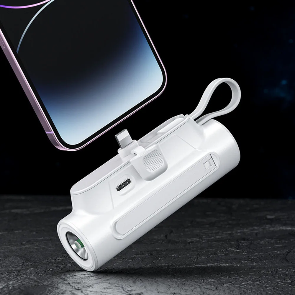 

Mini Power Banks With Type-C And Lightnings Plug Flashlight Phone Holder Power Banks For Outdoor Activities