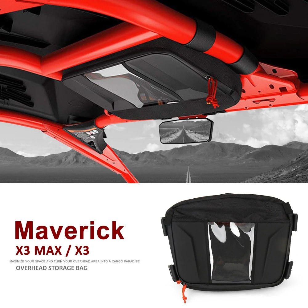 

UTV Roof Bag For Can-Am Maverick X3 MAVERICK X3 MAX 2017- Overhead Storage Bag Center Roof Top Map Bag Tool Organizer Bag