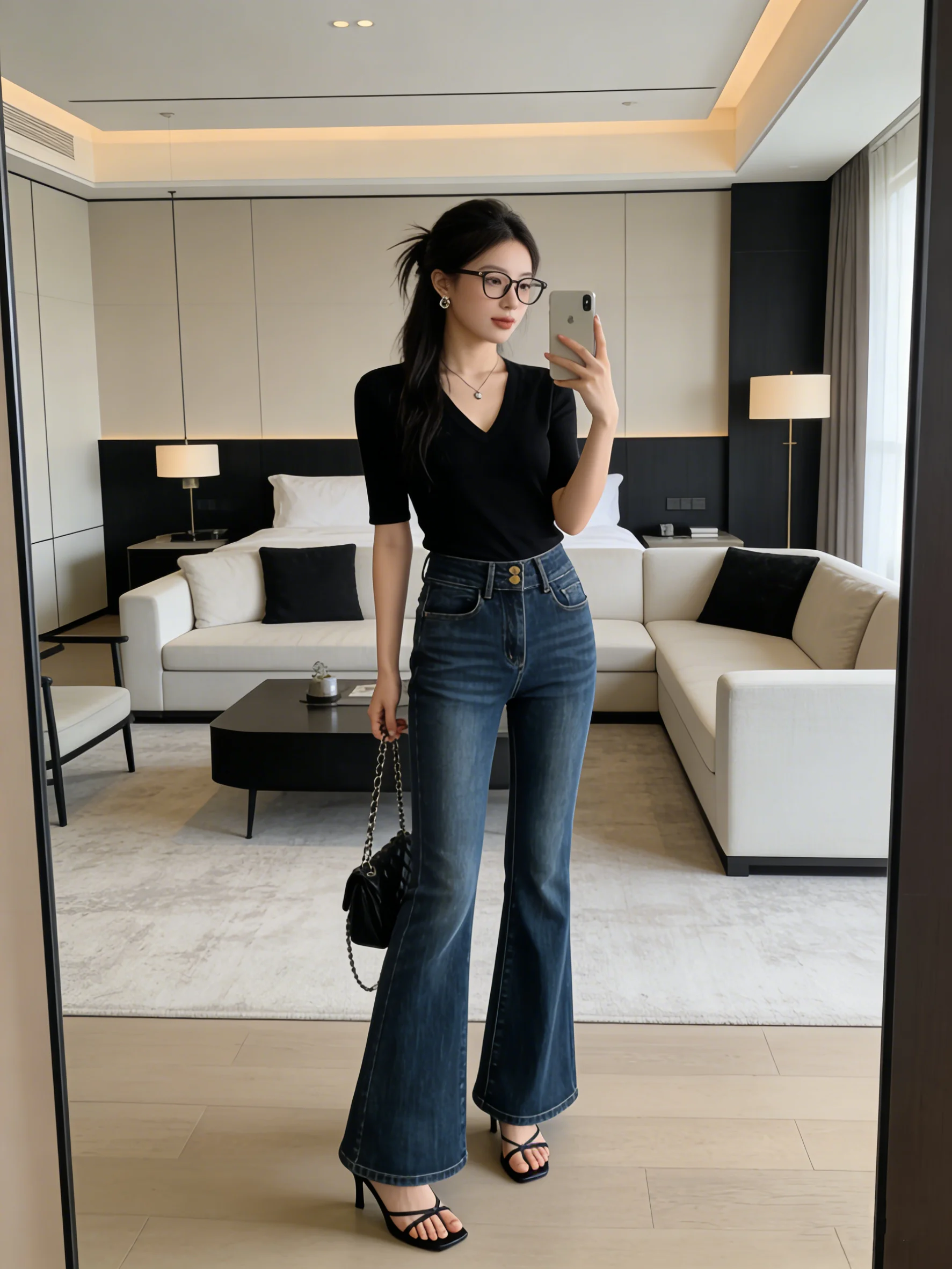 

Retro Blue High Waist Slimming Bell Bottom Jeans Korean Style Spring 2026 Women's Premium Denim Pants Deep Color Flared Long ...