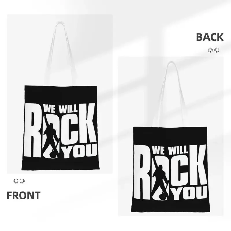 Rock Band Freddie Mercury Groceries Shopping Tote Bag Women British Singer Canvas Shopper Shoulder Bag Large Capacity Handbag