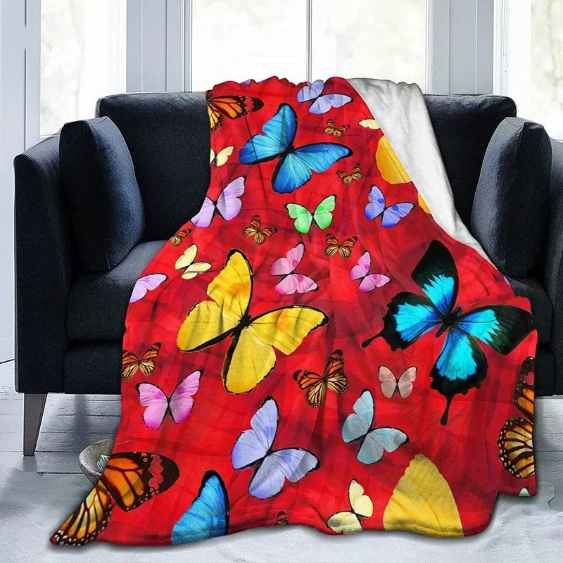 Butterfly Pattern Flannel Throw Blankets for Couch Bed Sofa Car Cozy Soft Blanket Queen King Full Size for Kid Women Adult Gifts