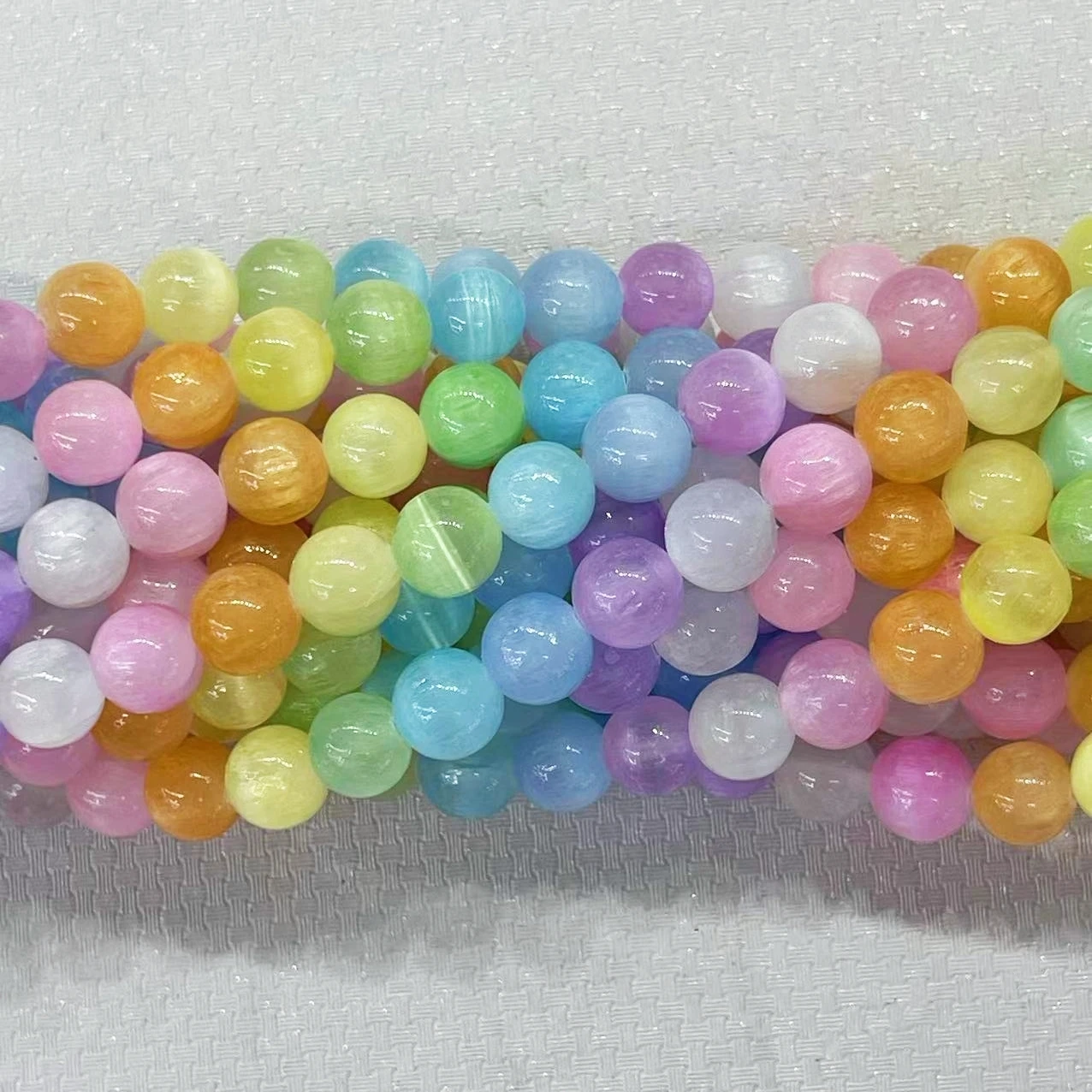 Noble Natural Colorful Cymophane Stone Bead 6/8/10MM Round Gypsum Loose Charm Beads Accessories For DIY Bracelet Jewelry Making