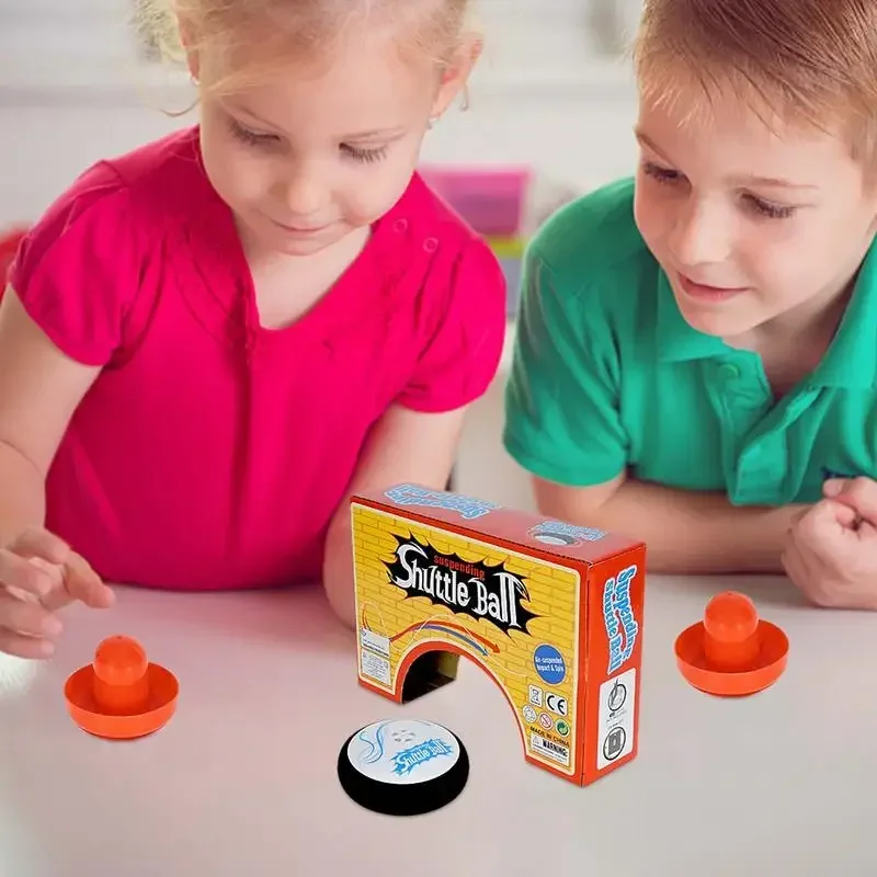 Mini brinquedos de mesa de hóquei flutuante elétrico brinquedo de jogo de tabuleiro de hóquei de ar com 2 empurradores de hóquei de ar vermelho para crianças adultos