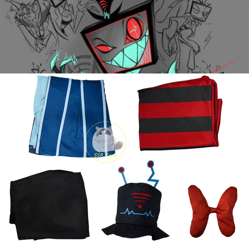 Vees Cosplay Costume, Hôtel Tyx Cosplay, Hazbin Tyx Uniform Costumes, Bleu, Rouge, Tenue d'Halloween, Carnaval, Noël