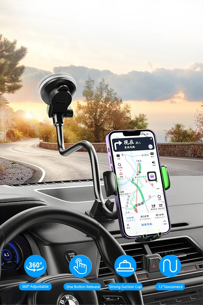 

ftvae Cell Phone Holder Car, Windshield/Dashboard/Window Car Phone Holder Mount, Suction Cup Phone Mount for Car Truck Compatibl