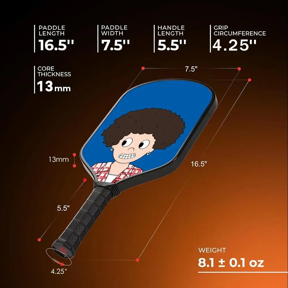 

P-Pop ManS Pickleball Paddle Fiberglass Lightweight 13MM Honeycomb Core Power&Spin Racket with Bag Grip Tape