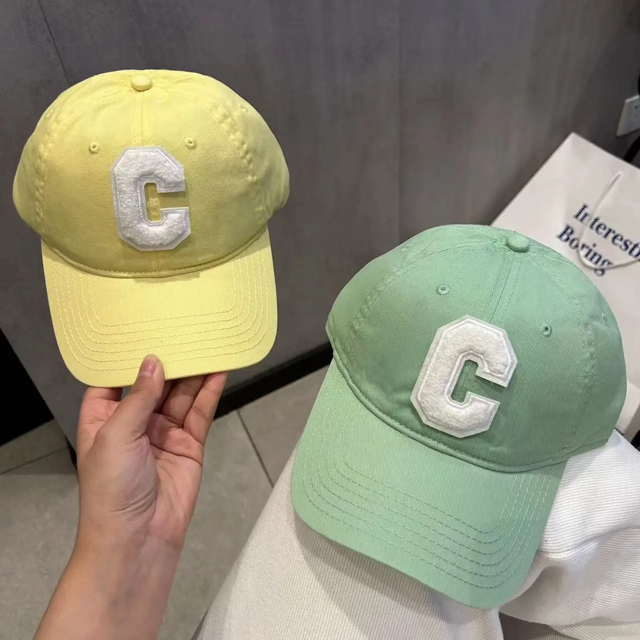 Fluorescent Yellow Duck Tongue Hat C-Letter Fashion Hip Hop Hat Casual Hat Korean Street Minimalist Sunshade Baseball Hat