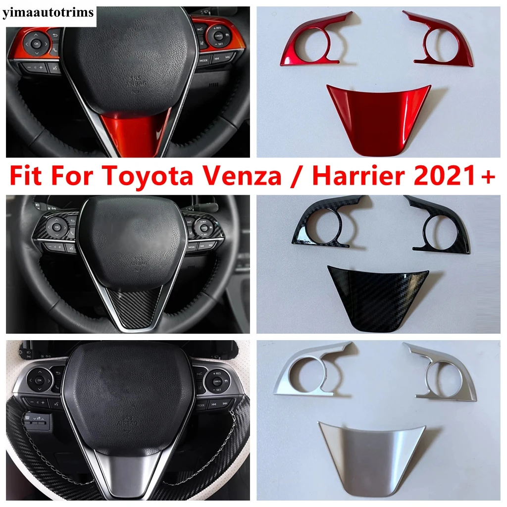 

Steering Wheel Button Frame Decoration Cover Trim For Toyota Venza / Harrier 2021 - 2024 Red / Carbon Fiber Accessories Interior