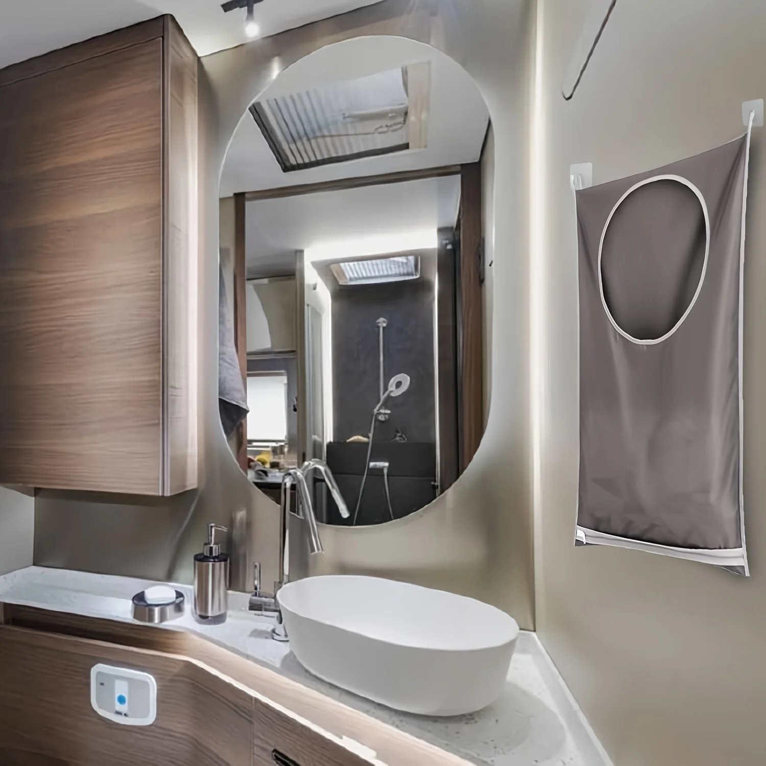 

Polyester Hanging Laundry Bag With A Large Opening And 2 Hooks Space Saving Laundry Bag Suitable For Campers Trailers And RVs