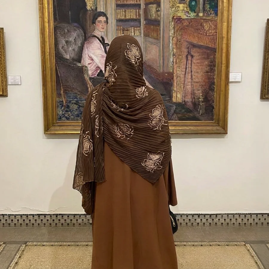 

Fashion Muslim Hijab Long Shawls Wrinkled Chiffon Plain Embroidery Elegant Headscarf Wraps Headband Ramadan Bandana 170*60cm