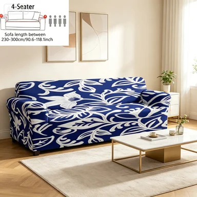 Pink Blue Stripe Sofa Cover, Blue Cloud Vine Porcelain Cover, Black White V-Stripe Cover, Blue Landscape Mythical Beast Cover.