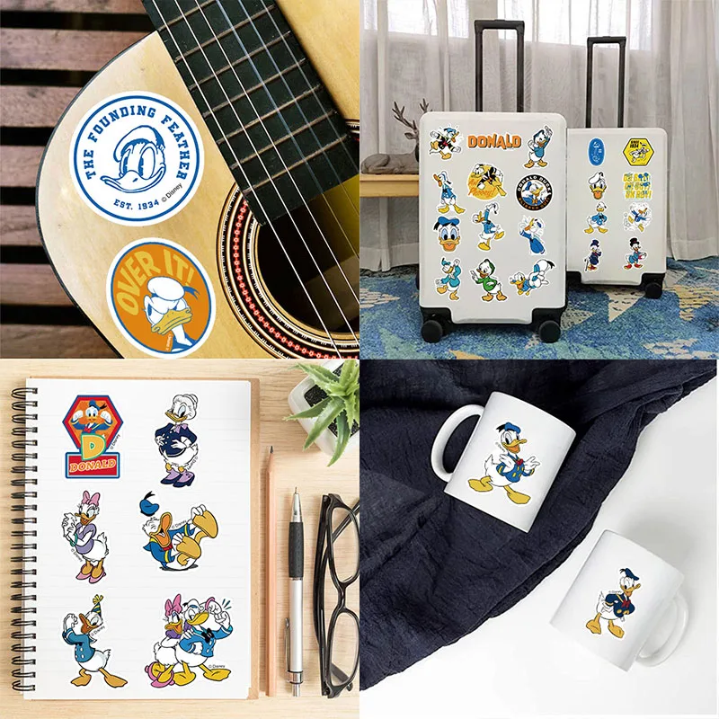 50pcs Mix Cartoon Cute Stitch Micky Princess Stickers Vinyl Laptop Luggage Skateboard Waterproof Girl Sticker Donald Duck