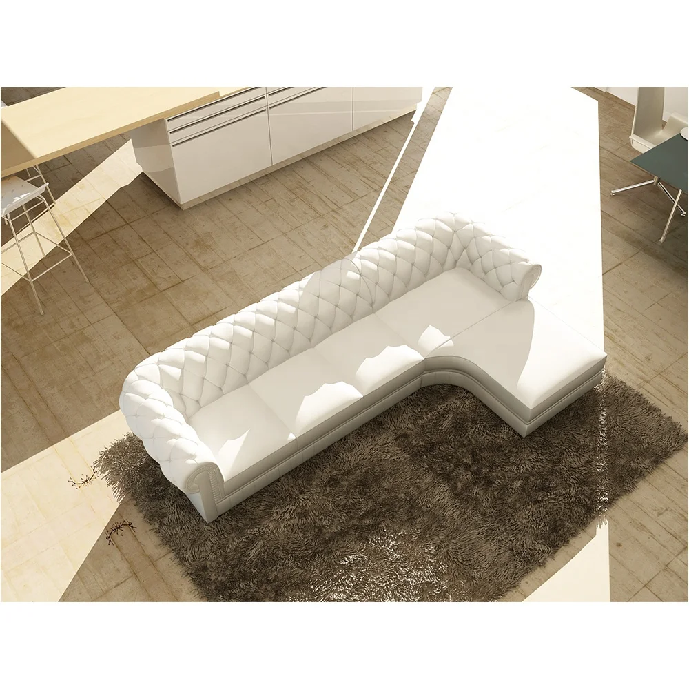 Elegant Sectional Sofa Set L Shape Furniture Modern Italian European White Real Leather Sofa With Chaise