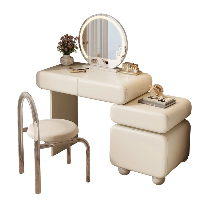 

Cream Style Dressing Table Storage Drawer Design Modern Vanity Table Space Saving Tocador De Maquillaje Bedroom Furniture