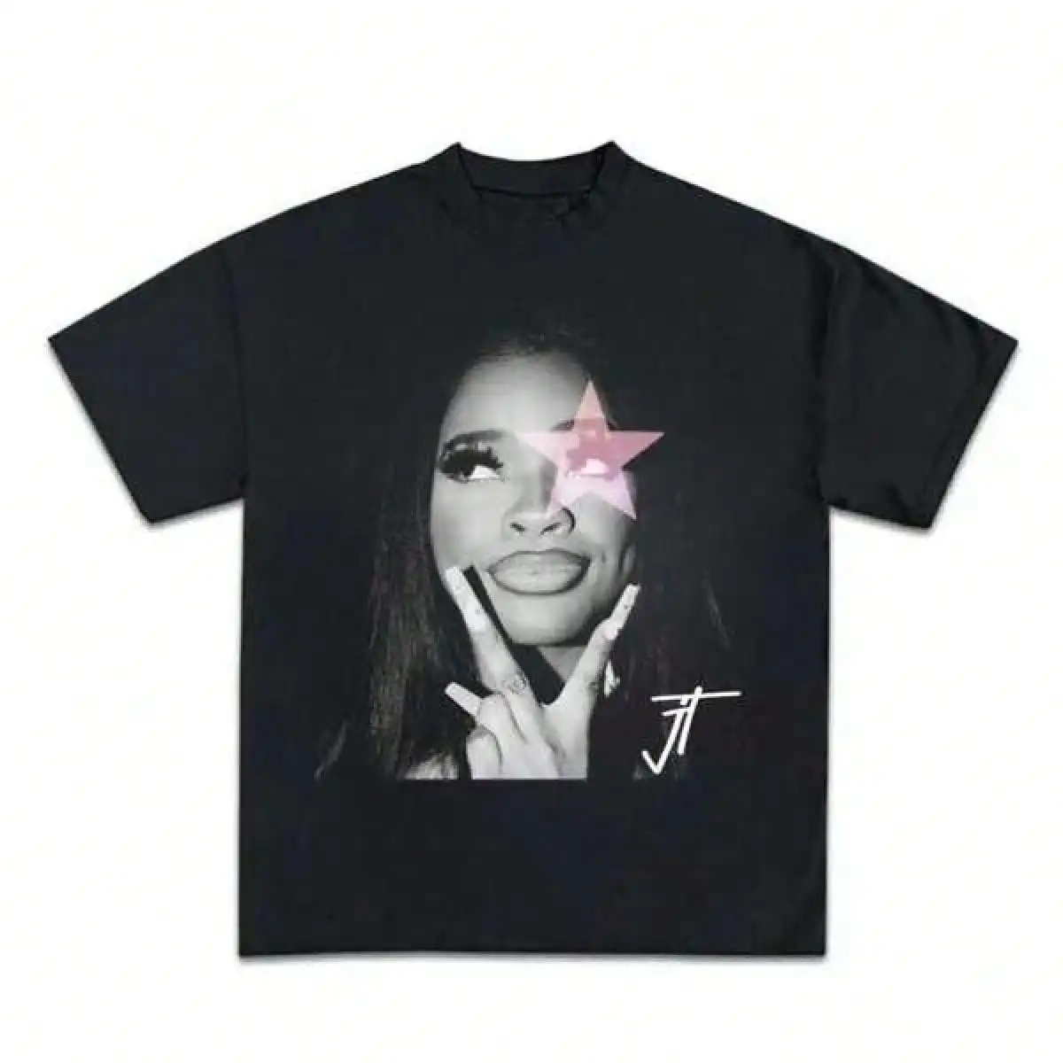 T Shirt Print ,Graphic-Cotton Tees Size Plus,100% Cotton 1PCS[] Jt Signature Pink 1 Hard Light Star Women's Graphic Tee Vintage Casual Round Neck Short Sleeve Unisex T-Shirt For Daily Wear Ladies Summer Top Gift For Women And Man Womenswear Streetwear Bla
