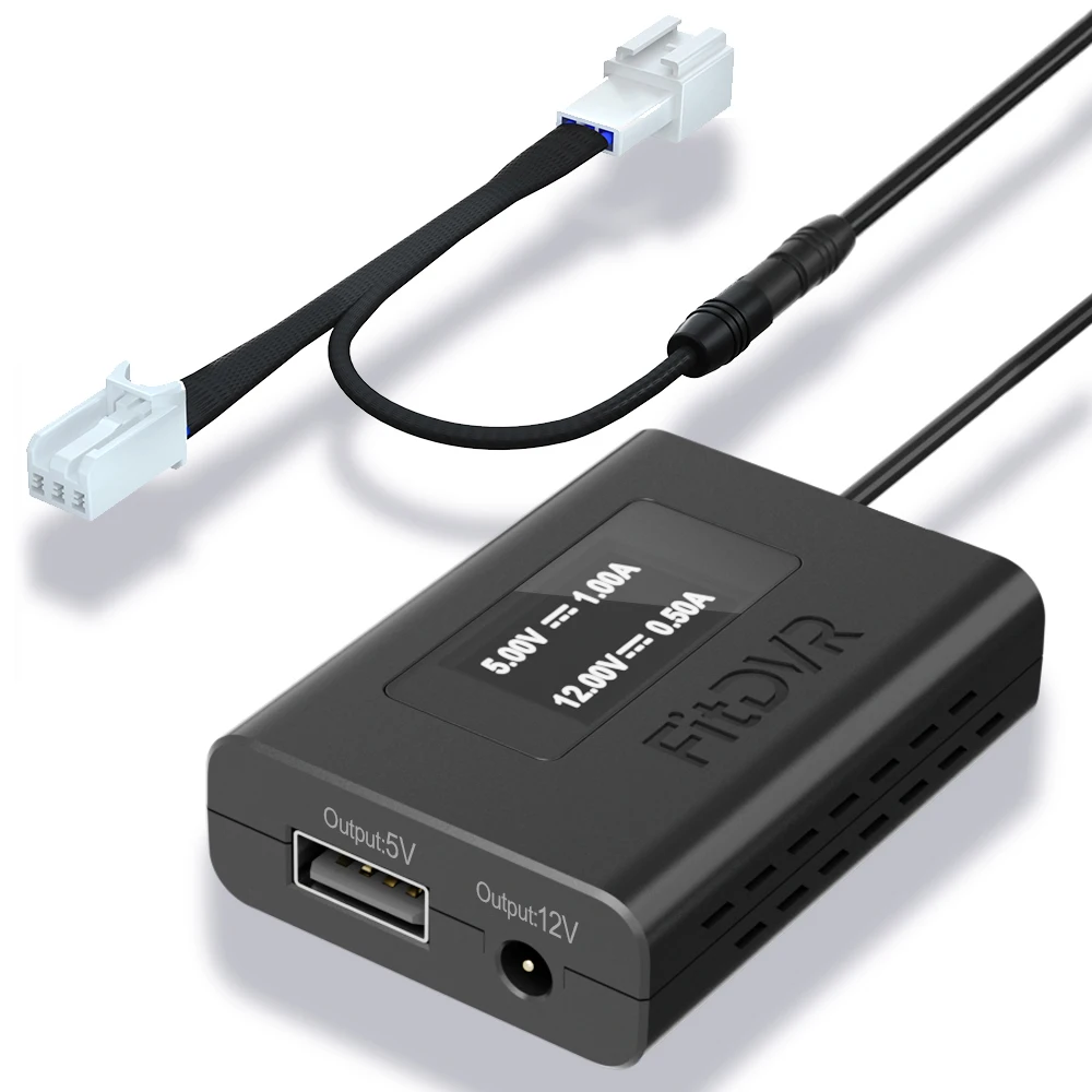 

FitDVR Dash Cam Power Adapter (3-Pin) for Honda, Connects to Overhead Console, LED Display, USB Power Source, D3-028