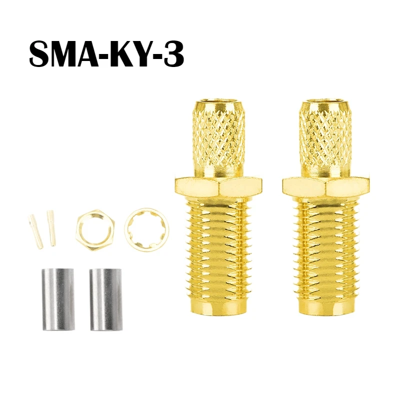 50ohm SMA-KY-3 11mm Thread RP SMA Male Female Connector Crimp RF Coaxial Adapter Crimp For RG58 RG174 LMR195 RG-142 RG-400 Cable