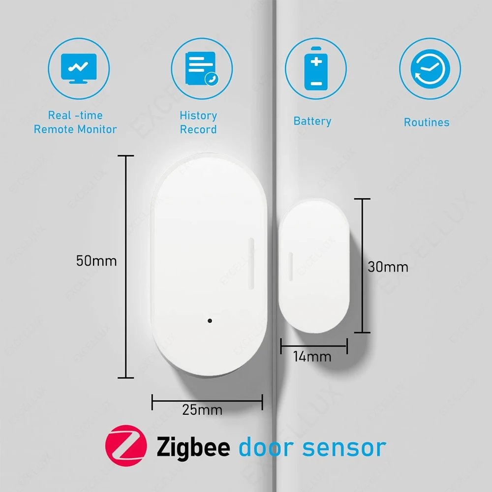 EWelink ZigBee Door And Window Magnetic Sensor Wireless Door Alarm Detector Smart Home Security Works With Zigbee2MQTT Alexa ZHA