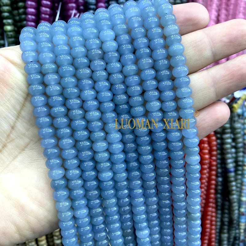 Großhandel Natürliche Stein-Rondelle 5x8MM Gemischte Chalcedon-Abstandsperlen für Schmuckherstellung DIY Armband Charms Zubehör 15'' – Detail 3