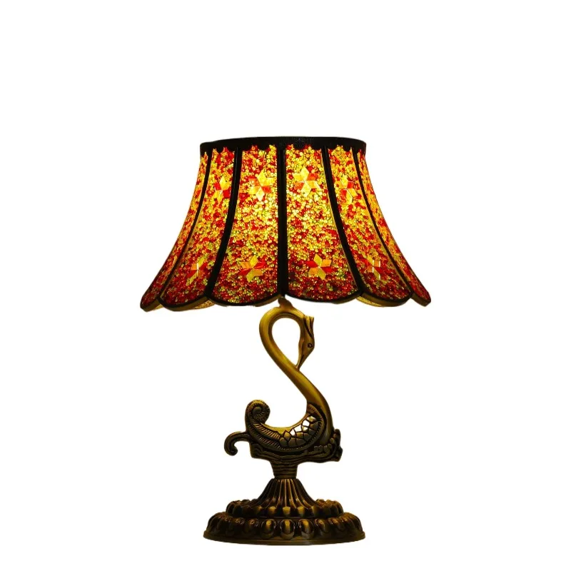 

Turkish all-copper desk lamp premium desk lamp bedroom bedside ambient light new American natural mosaic desk lamp