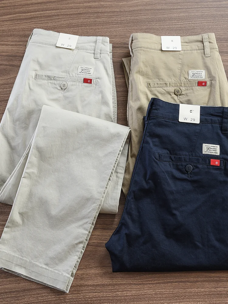 Pantalones informales de microelasticidad para hombre, pantalón sencillo de 2024 algodón, estilo CHINO, Retro, para negocios, novedad de verano 97%