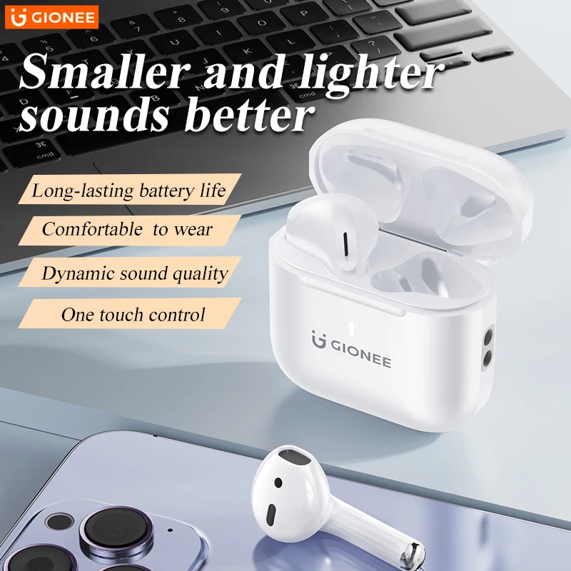 GIONEE Wireless Headphones Bluetooth 5.3 Earphones Long Playtime Fast Charge HiFi Music Earphone With Mic Sports Headphones