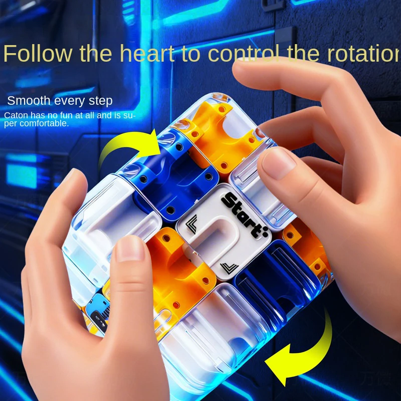 3D-Labyrinth-Zauberwürfel, sechsseitiger transparenter Puzzle-Speedcube, Labyrinth-Spielzeug für Kinder, Lernspielzeug, Geburtstagsgeschenk