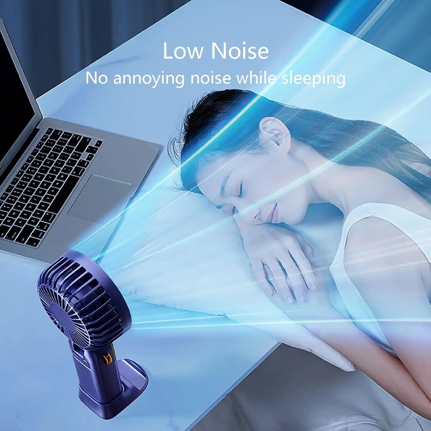 Ультра тихий маленький вентилятор со складной головкой на 90 градусов, мощный портативный настольный вентилятор с воздушным потоком, 5-скоростной перезаряжаемый настольный вентилятор