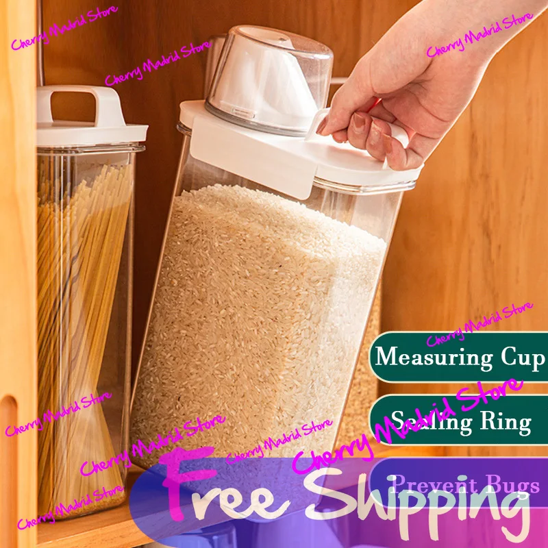 Kitchen Cereal Storage Container Rice Dispenser Dry Grain Organizer Nuts Coffee Beans Snacks Moisture Proof Detergent Household