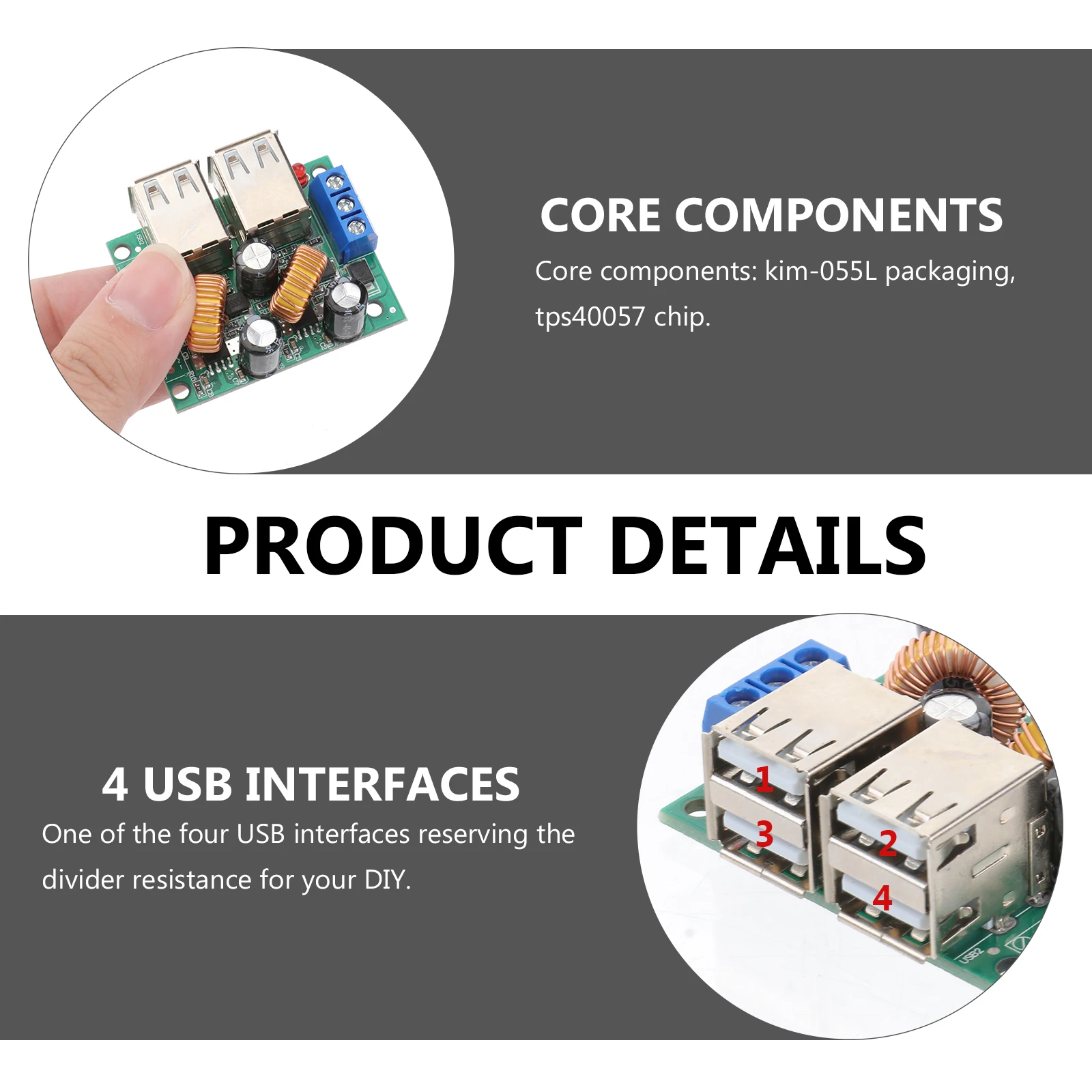 

1PCS DC DC Module Adjustable 5V 6A Power Supply 9 20V Input 94% Efficiency Metal Plastic Shell 4.8x3.9x2.4cm TPS40057 Chip