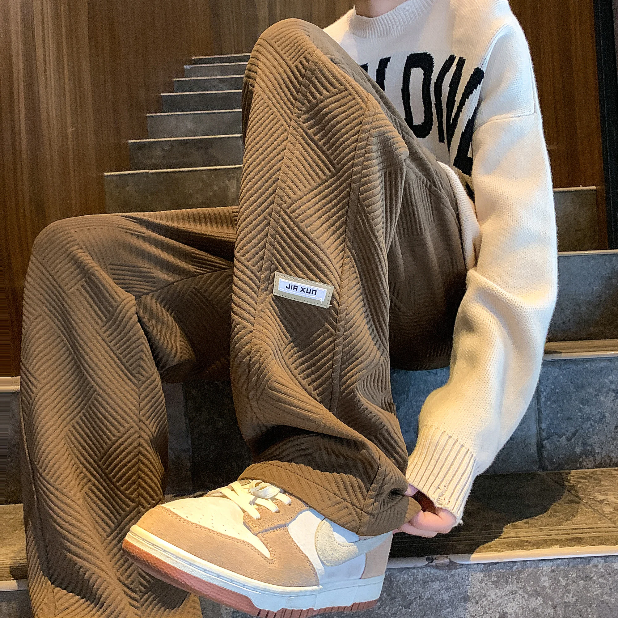 

Мужские свободные брюки Cé Brown с широкими штанинами, прямые повседневные длинные брюки, американские хип-хоп спортивные штаны, весна-осень, новинка