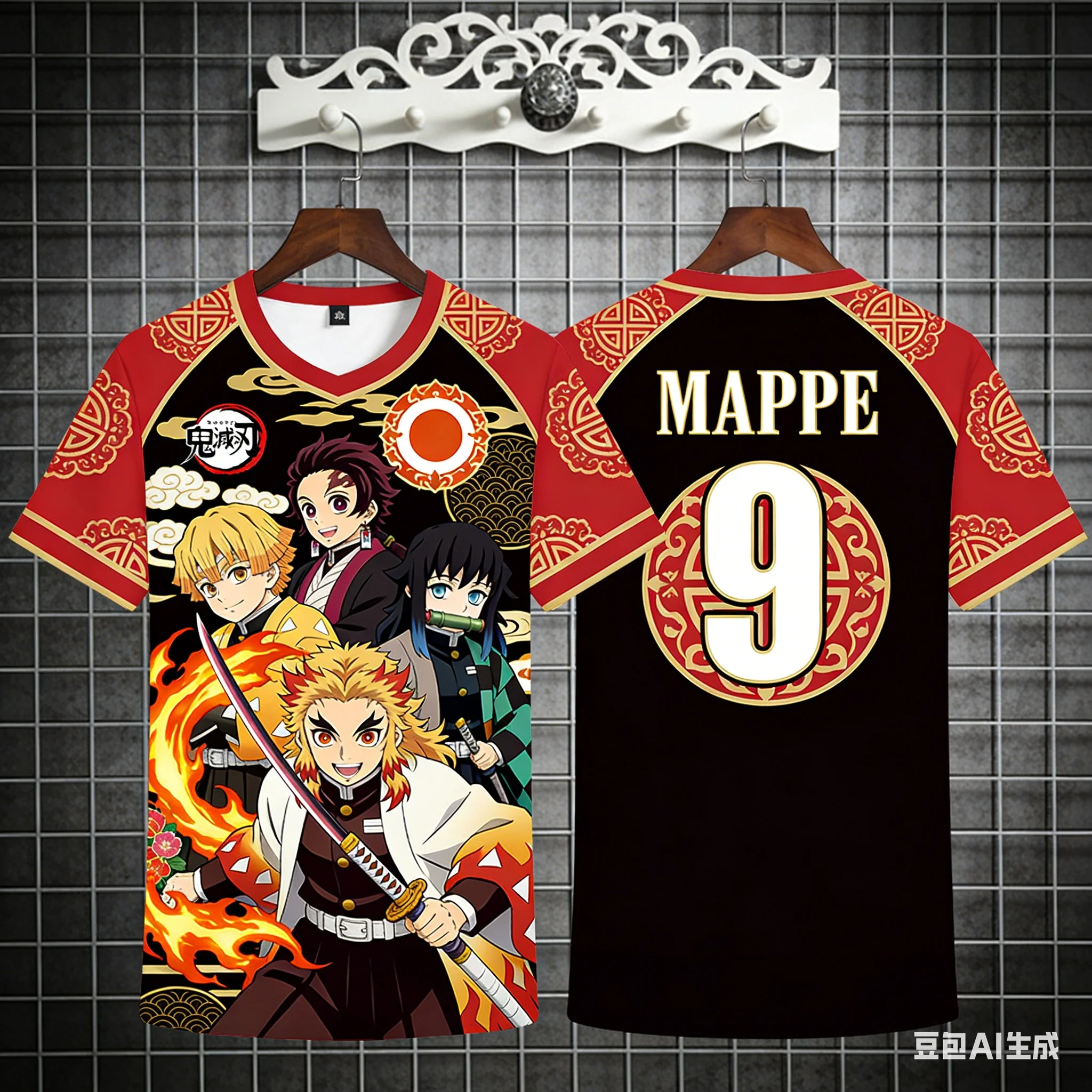

2026-2027 New Demon Slayer Collaboration Jersey, Stylish T-Shirt, Anime Printed Jersey Short Sleeve, Trendy and Versatile