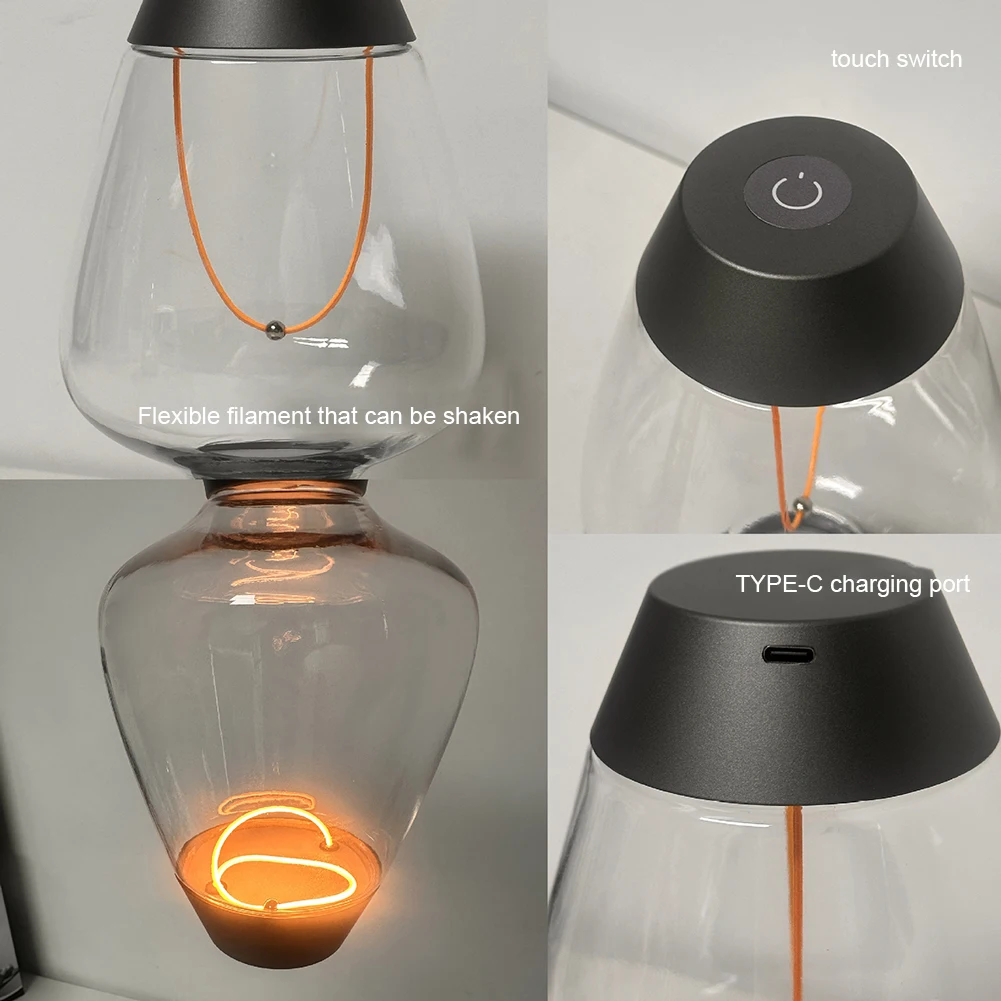 Lampe de table sans fil aste par USB, lampe de bureau sans fil moderne, contrôle tactile pour chevet, décoration de bar, 3 documents, température, 73