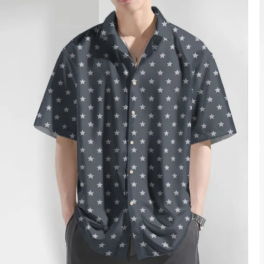 

Simple Men's Shirt Small Icon Print Short Sleeve Shirt For Men Summer Beach Casual Hawaiian Shirts Daily Loose Oversized Shirts