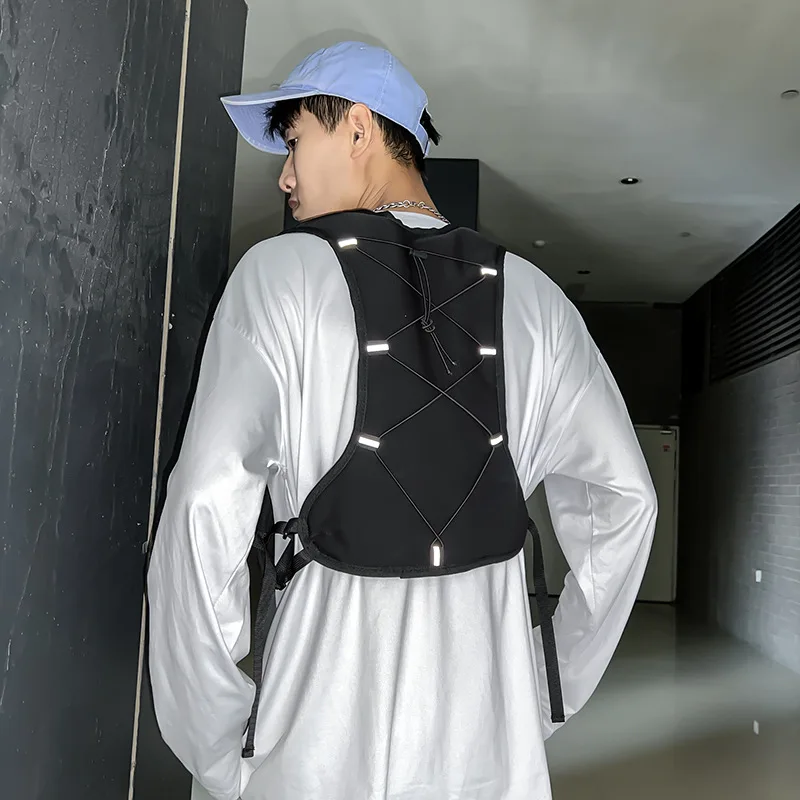 Hip hop Streetwear Chest Rig Bag Men Nylon Tactical Vest Multi Pocket Reflective Waterproof Running Cycling Function Storage