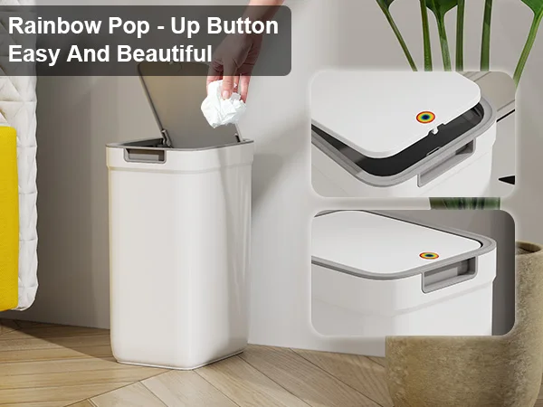 Wandmontierter Badezimmer-Mülleimer – geruchsabweisend, platzsparendes Design, robuster Kunststoff, leicht zu reinigen, ideal für kleine Räume – Detail 4