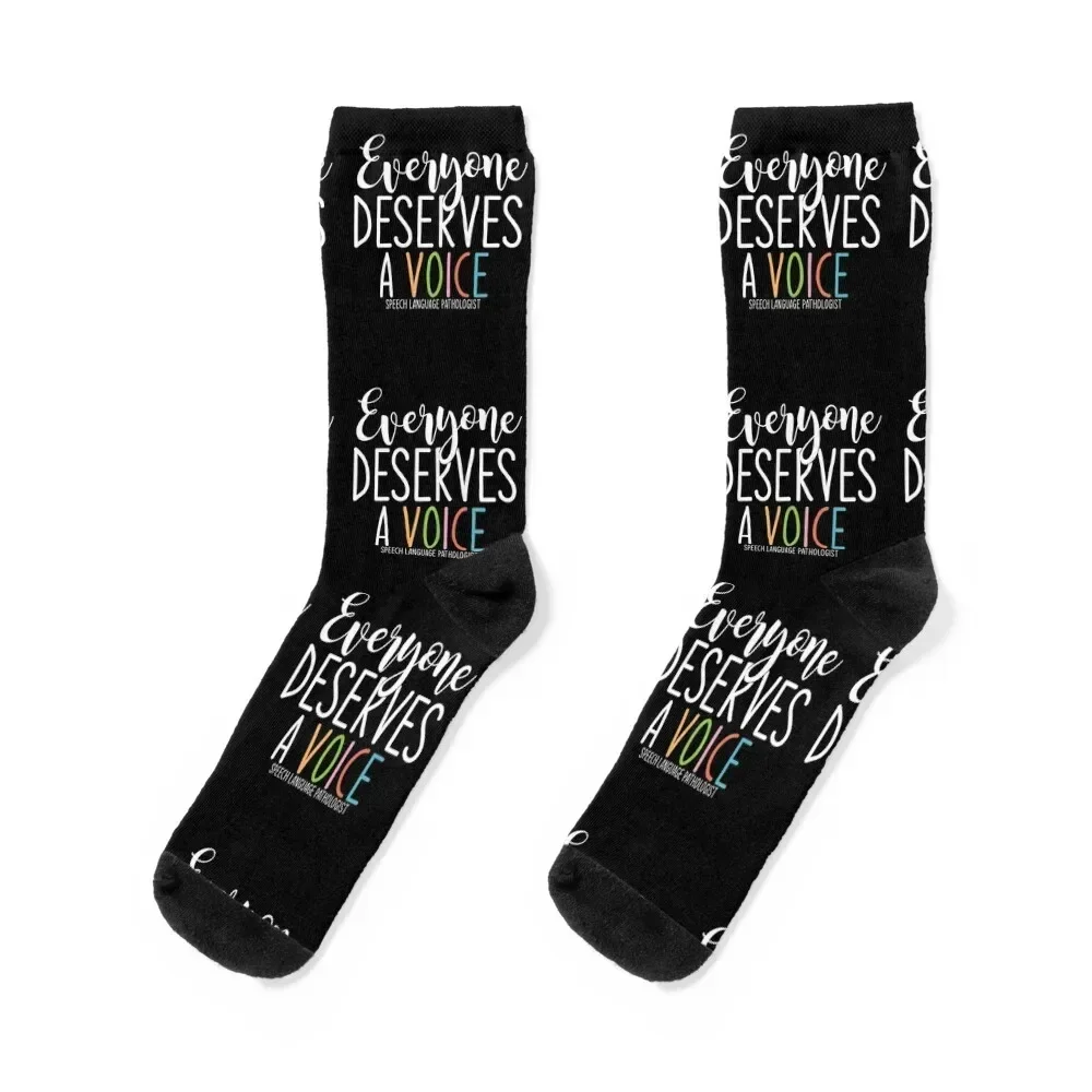 

SLP, Speech Therapy, Everyone Deserves a Voice Socks anti-slip cool custom Toe sports Socks For Men Women's