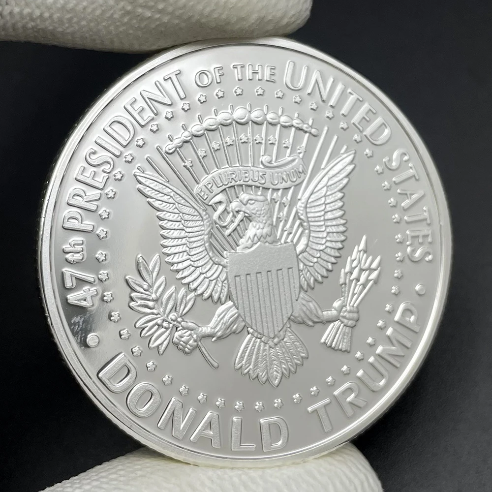 Moneda de plata de ataque a Donald Trump, 2024, 47 ° Presidente de Estados Unidos, Lucha, nunca se rinden, desafío, moneda coleccionable